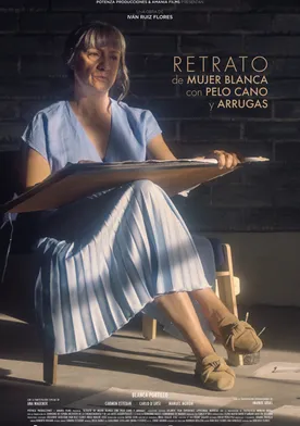 Poster Retrato de mujer blanca con pelo cano y arrugas