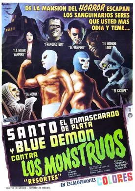 Poster Santo el enmascarado de plata y Blue Demon contra los monstruos